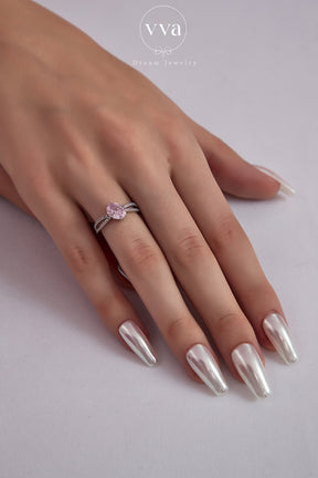 Bague Forme Ovale Zircon Rose 