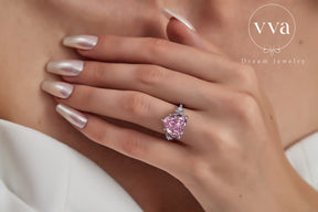 6ct Heart Shape Pink Moissanite Engagement Ring