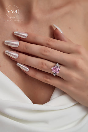 6ct Heart Shape Pink Moissanite Engagement Ring