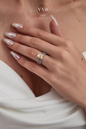 Yellow Princess Moissanite Engagement Ring