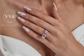 Bague de Fiançailles Deux Formes Moissanite Plaqué Or 18K 