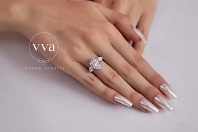 Pear Shape Moissanite Engagement Ring 5ct