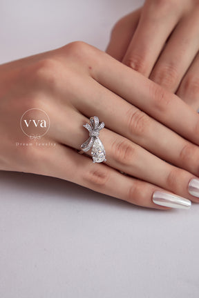 Pear Shape Moissanite Engagement Ring