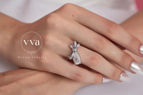 Pear Shape Moissanite Engagement Ring