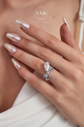 Pear Shape Moissanite Engagement Ring