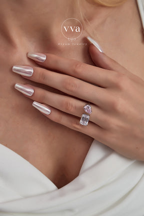 Bague de Fiançailles Deux Formes Moissanite Plaqué Or 18K 