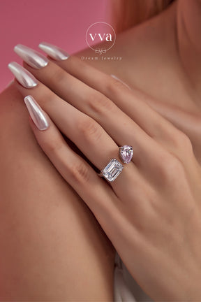 Bague de Fiançailles Deux Formes Moissanite Plaqué Or 18K 