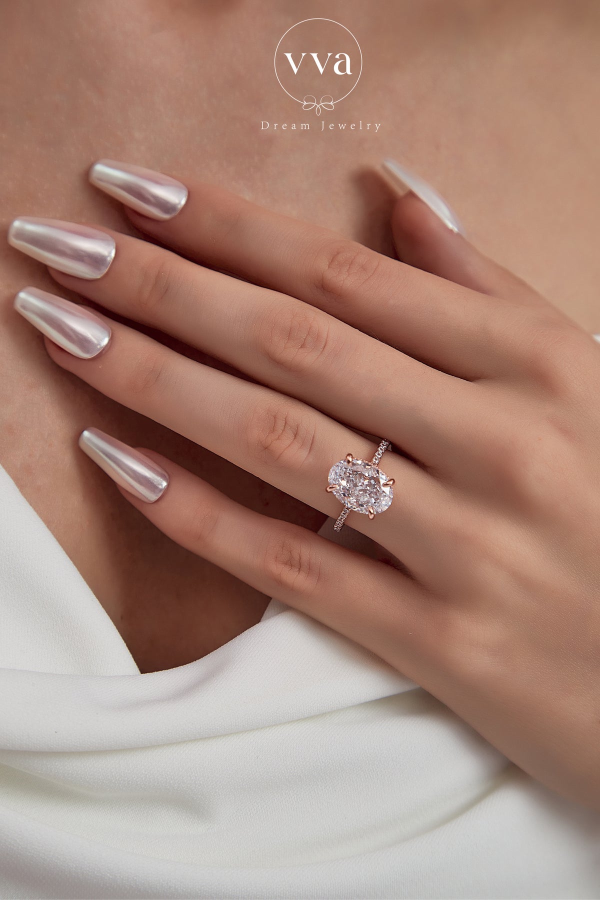 4ct Rose Moissanite Engagement Ring