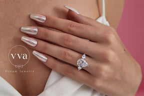 Pear Shape Moissanite Engagement Ring 5ct