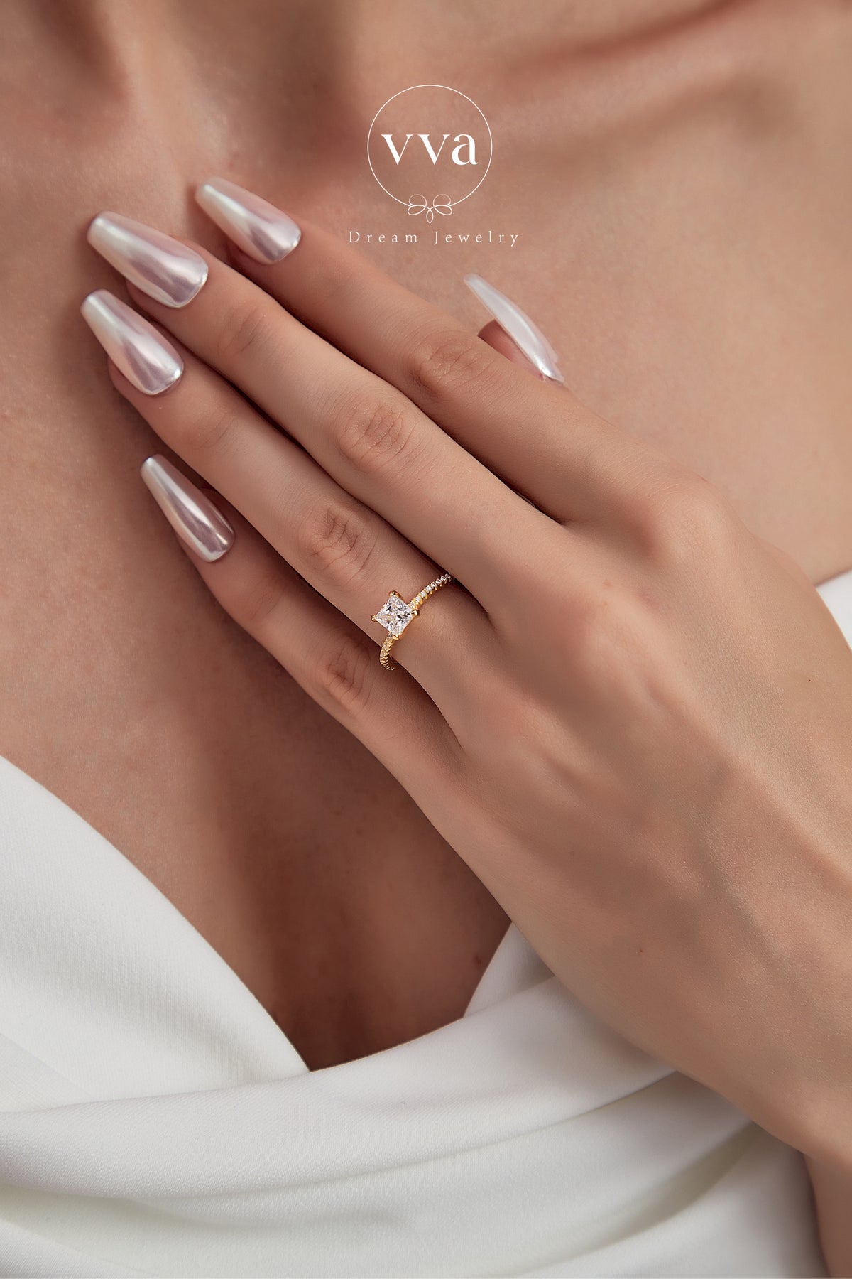 Princess Shape Moissanite Engagement Ring