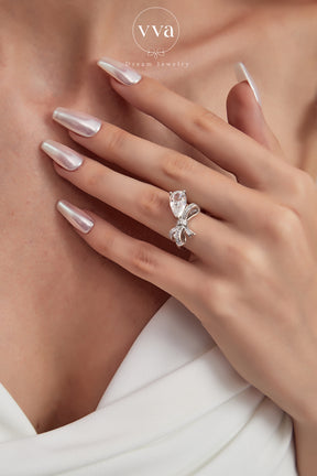 Pear Shape Moissanite Engagement Ring
