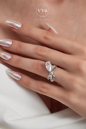 Pear Shape Moissanite Engagement Ring