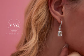 Boucle d'Oreille Émeraude 4ct Plaqué Or Réel 18K