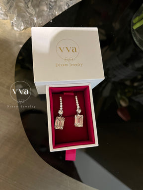 Boucle d'Oreille Émeraude 4ct Plaqué Or Réel 18K