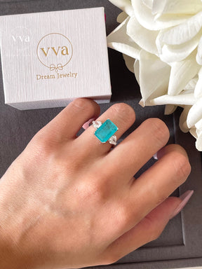 Lab-Created Paraiba Tourmaline Ring 5ct