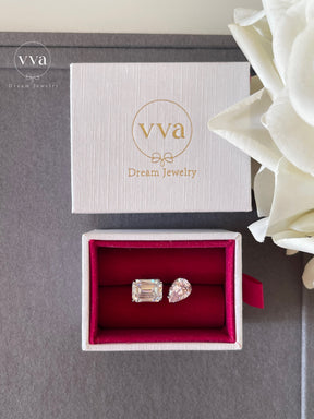Bague de Fiançailles Deux Formes Moissanite Plaqué Or 18K 