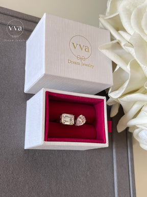 Bague de Fiançailles Deux Formes Moissanite Plaqué Or 18K 