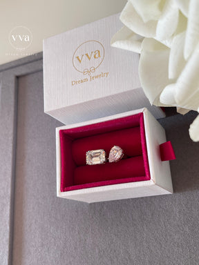 Bague de Fiançailles Deux Formes Moissanite Plaqué Or 18K 