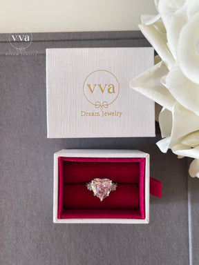 6ct Heart Shape Pink Moissanite Engagement Ring