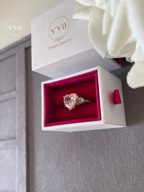 6ct Heart Shape Pink Moissanite Engagement Ring