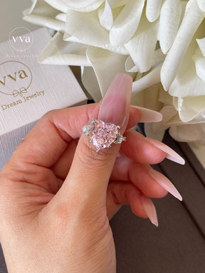 6ct Heart Shape Pink Moissanite Engagement Ring
