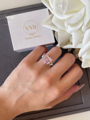 6ct Heart Shape Pink Moissanite Engagement Ring