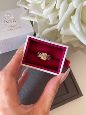 Yellow Princess Moissanite Engagement Ring