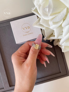 Yellow Princess Moissanite Engagement Ring