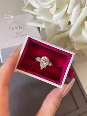 Pear Shape Moissanite Engagement Ring 5ct