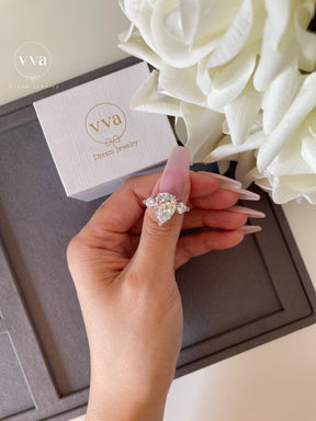 Pear Shape Moissanite Engagement Ring 5ct