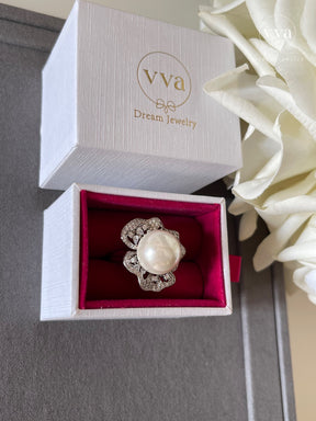 Lab-Created Pearl Moissanite Ring