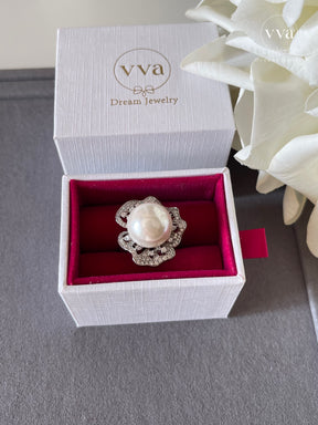 Lab-Created Pearl Moissanite Ring