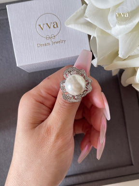Lab-Created Pearl Moissanite Ring