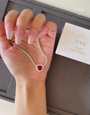 Heart Shape Lab-Created Ruby Necklace