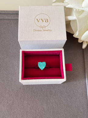 Heart Shape Lab-Created Paraiba Tourmaline Ring 4ct