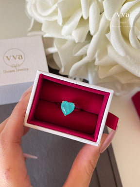 Heart Shape Lab-Created Paraiba Tourmaline Ring 4ct