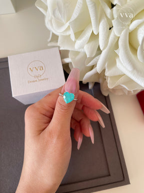 Heart Shape Lab-Created Paraiba Tourmaline Ring 4ct