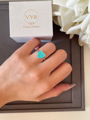 Heart Shape Lab-Created Paraiba Tourmaline Ring 4ct