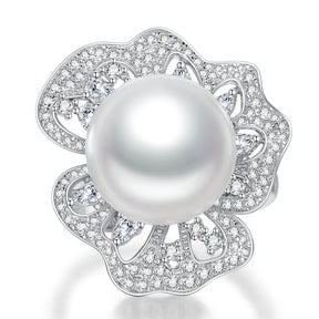 Lab-Created Pearl Moissanite Ring