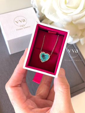 Lab-Created Paraiba Tourmaline Heart Shape Necklace 3ct