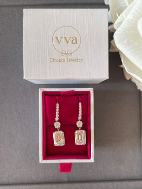 Boucle d'Oreille Émeraude 4ct Plaqué Or Réel 18K