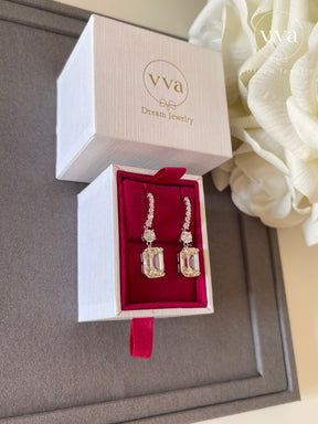 Boucle d'Oreille Émeraude 4ct Plaqué Or Réel 18K