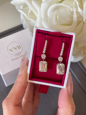 Boucle d'Oreille Émeraude 4ct Plaqué Or Réel 18K