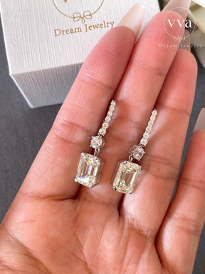 Boucle d'Oreille Émeraude 4ct Plaqué Or Réel 18K