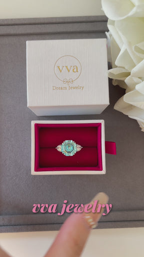 Asscher Cut Blue Moissanite Ring 8ct