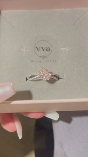 Bague Forme Ovale Zircon Rose 