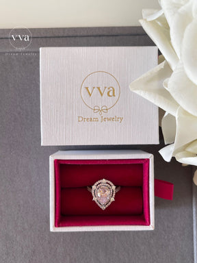 Bague Moissanite Rose Forme Poire 1.5ct