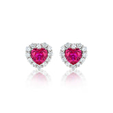 Heart Shape Lab-Created Ruby Earring