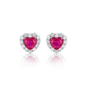 Heart Shape Lab-Created Ruby Earring