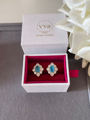 Boucle d'oreille en tourmaline Paraiba bleue créée en laboratoire 1,5 ct 
